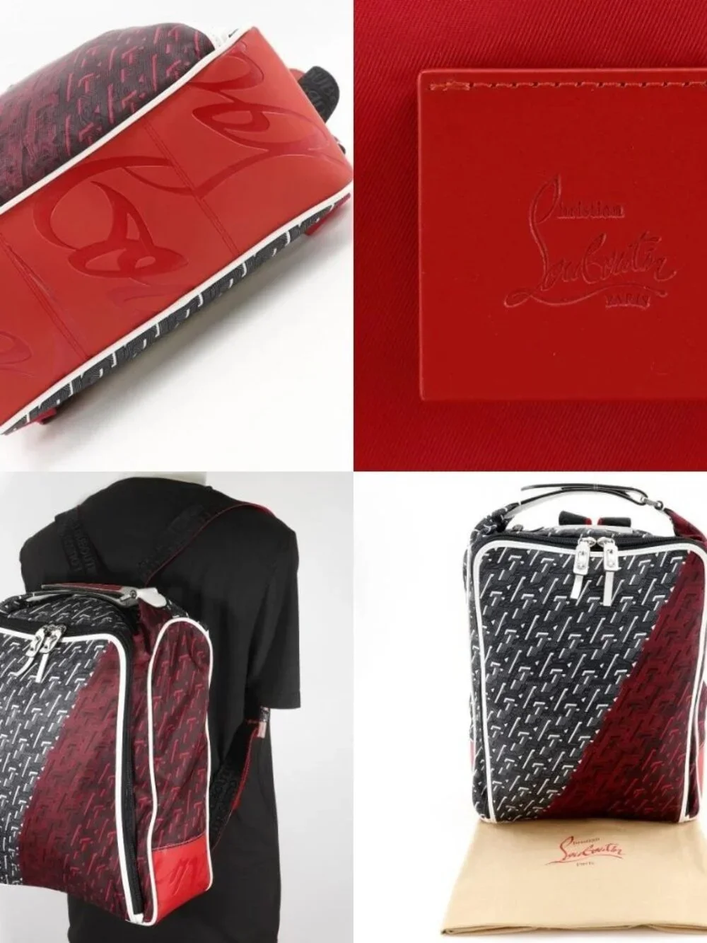 Christian Louboutin Backpack Backpack Daypack CL logo Red / black Nylon mens